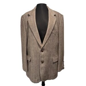 Oakton Ltd. Herringbone Sport Coat Men's Size 46R ‎ Brown Two Button Wool Blend